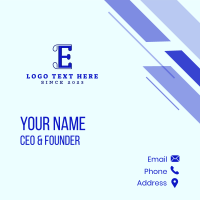 Blue Retro Letter E Business Card Image Preview