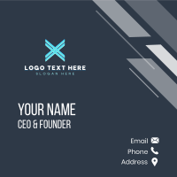 Neon Blue Letter X Business Card Image Preview