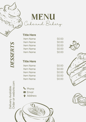 Trendy Cake and Bakery Menu Image Preview