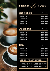 Fresh Roast Coffee Menu