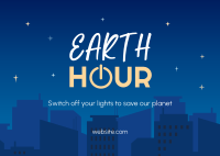 Earth Hour Cityscape Postcard