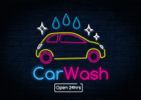 Neon sign Car wash Postcard