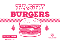 Vintage Tasty Burger Postcard Image Preview