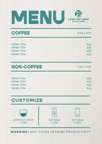 Trendy Minimalist Coffee Shop Menu