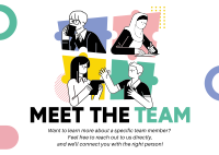 Modern Quirky Meet The Team Postcard