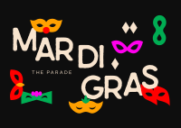 Mardi Gras Parade Mask Postcard