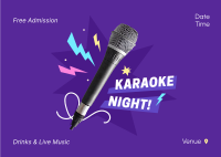 Karaoke Night Blast Postcard