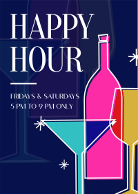 Retro Happy Hour Poster Design