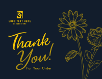 Doodle Floral  Thank You Card Image Preview
