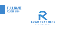 Blue Geometric Diamond Letter R Business Card Design