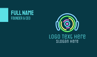 Neon Vynil & Headphones Business Card