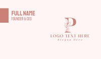 Elegant Leaves Letter P Business Card