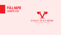 Red Letter V Heart Business Card