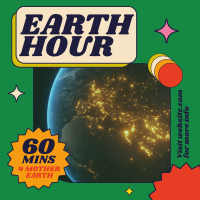 Retro Earth Hour Reminder Instagram Post