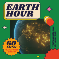 Retro Earth Hour Reminder Instagram Post Image Preview