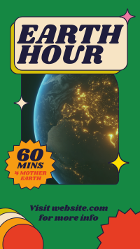 Retro Earth Hour Reminder Instagram Reel Image Preview