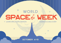 Retro Minimalist Space Week Postcard Design