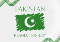 Pakistan Day Brush Flag Postcard