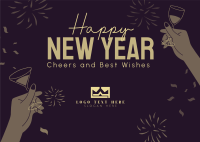 New Year Toast Greeting Postcard