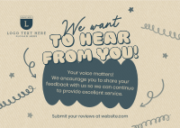 Quirky Feedback Reviews Postcard