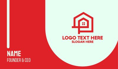 Simple Red House  Business Card