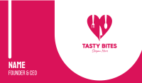 Pink Heart Utensil Restaurant Business Card