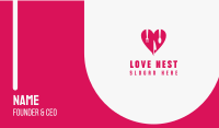 Pink Heart Utensil Restaurant Business Card Image Preview