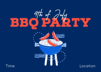 Come at Our 4th of July BBQ Party  Postcard