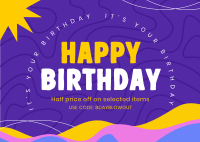 Liquid Birthday Promo Postcard Design