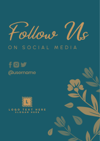 Floral Follow Us Poster