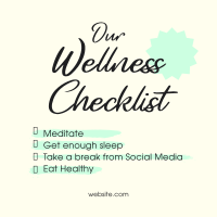 Wellness Checklist Instagram Post Design