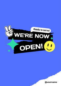 We're Open Stickers Flyer