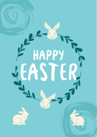 Easter Bunny Wreath Poster