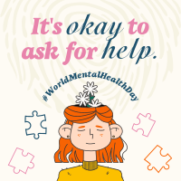 Ask Help Mental Health Instagram Post Design