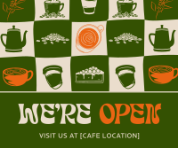 Checkered Open Cafe Facebook Post Design