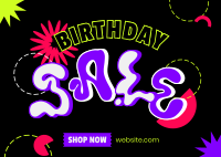 Hippie Birthday Sale Postcard Design