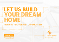 Blueprint Construction Postcard Design