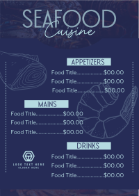 Seafood Cuisine Menu Menu