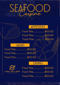 Seafood Cuisine Menu Menu