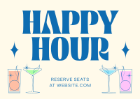 Cocktail Happy Hour Postcard Design