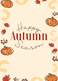 Leaves and Pumpkin Autumn Greeting Poster