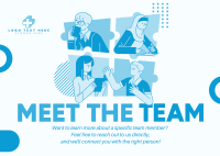 Modern Quirky Meet The Team Postcard Design