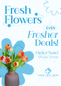 Fresh Flowers Sale Poster