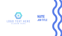 Blue Gradient Stroke Hexagon Lettermark Business Card