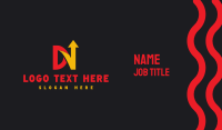 Red Yellow DN Arrow Business Card Design