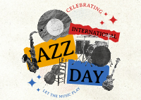 Retro Jazz Day Postcard