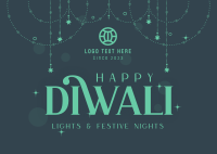 Diwali Festival Celebration Postcard Design