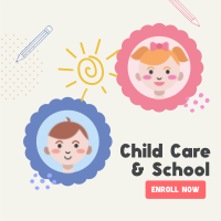 Childcare and School Enrollment Instagram Post Design