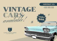 Vintage Cars Available Postcard