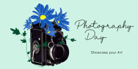 Old Camera and Flowers Twitter Post